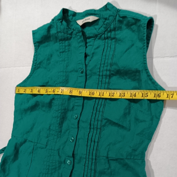 L.L. Bean Women's (Size 4P) Dark Green Button Sleeveless Dress with Ties - Picture 9 of 11